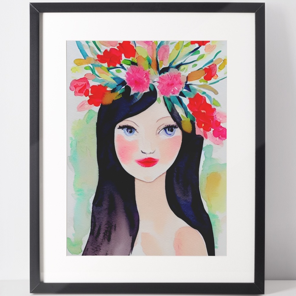 Watercolor Abstract Floral Woman Wall Art Print Poster Unframed - Picture 1 of 2